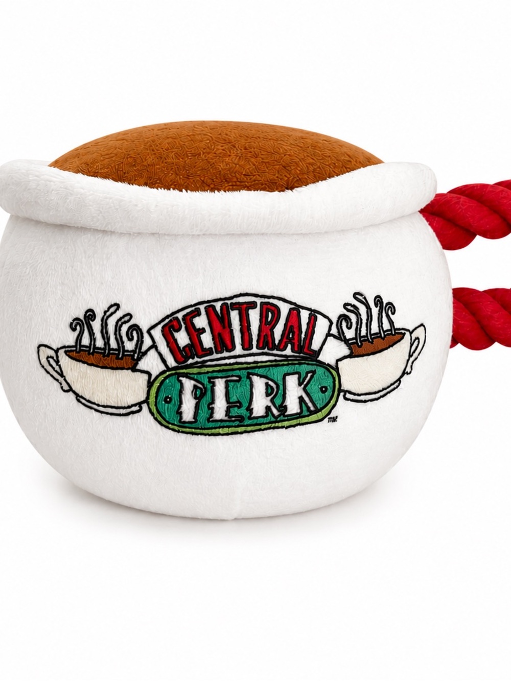 Central Perk Plush Coffee Mug Dog Toy - White & Brown